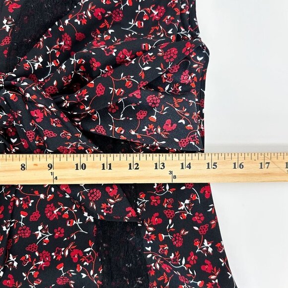 Thakoon Collective Paisley Tie Front Midi Dress Sz 4 Black and Red Floral - Picture 13 of 13